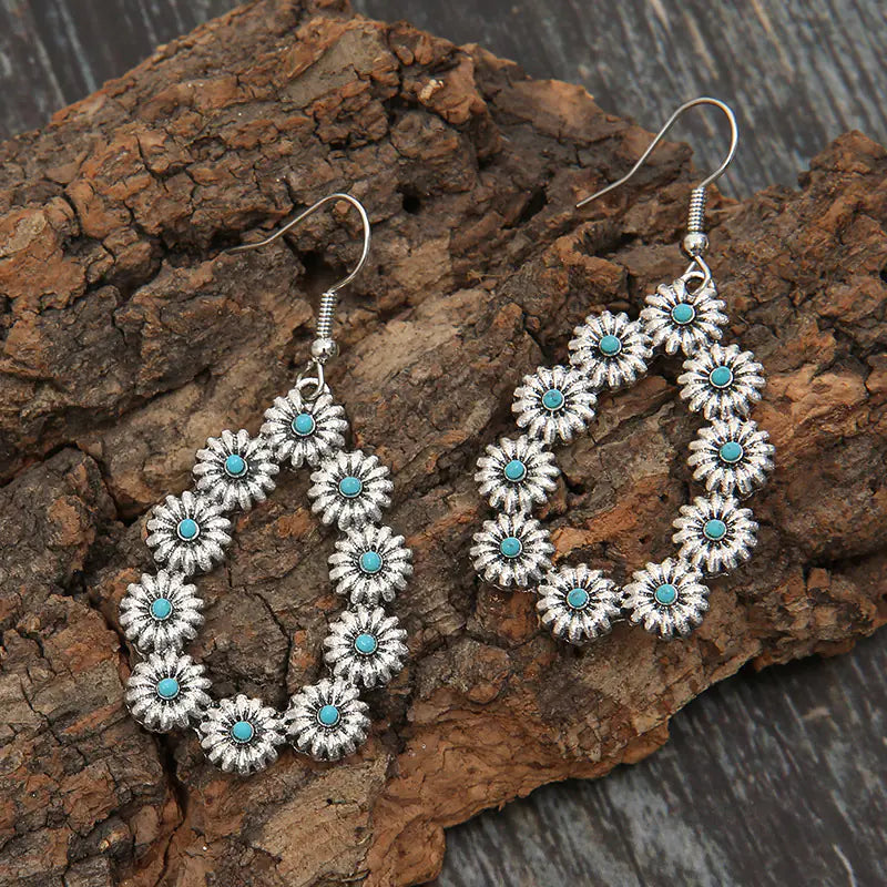 Elegant Turquoise Bloom Drop Earrings