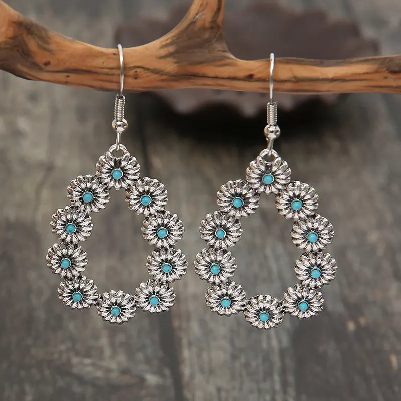 Elegant Turquoise Bloom Drop Earrings