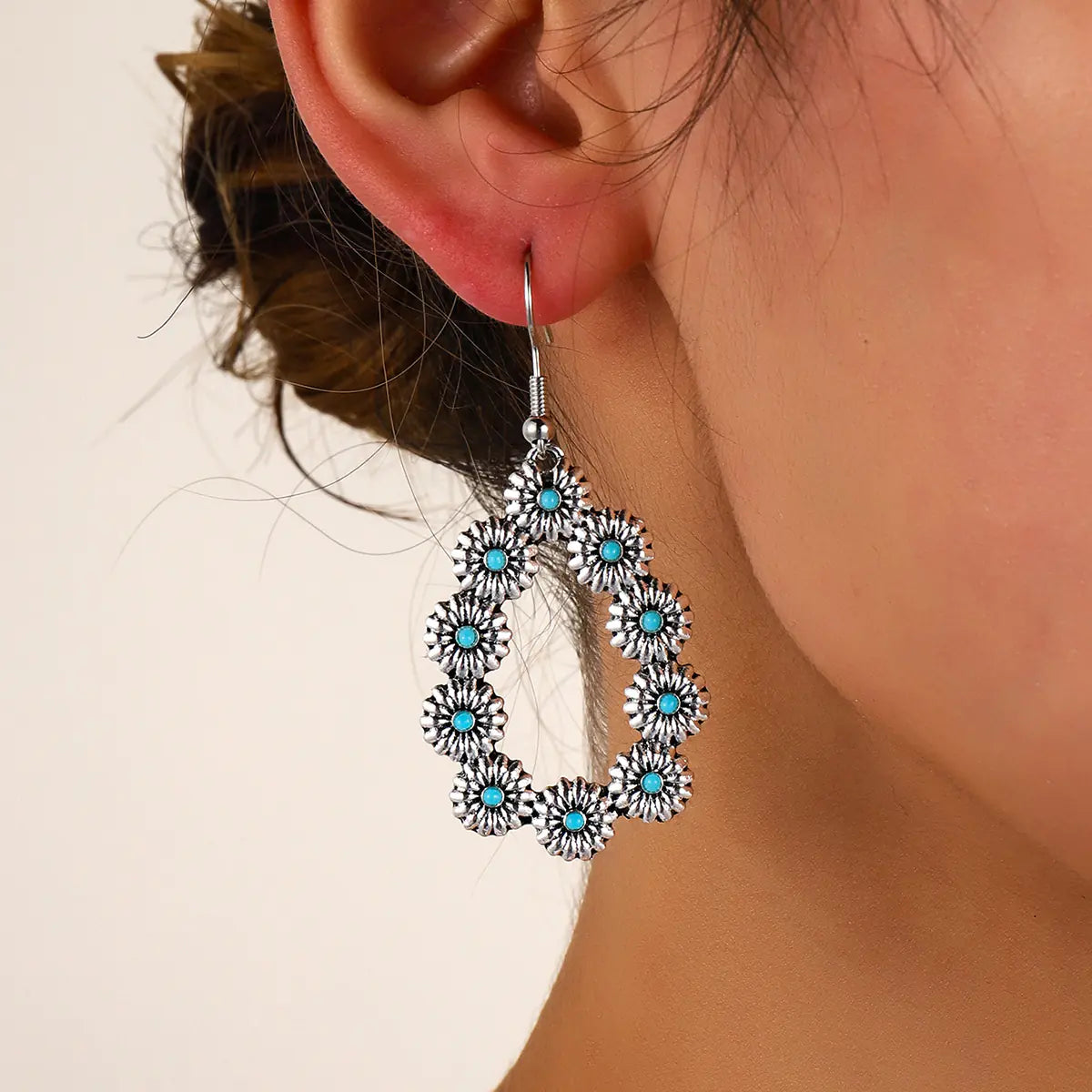 Elegant Turquoise Bloom Drop Earrings