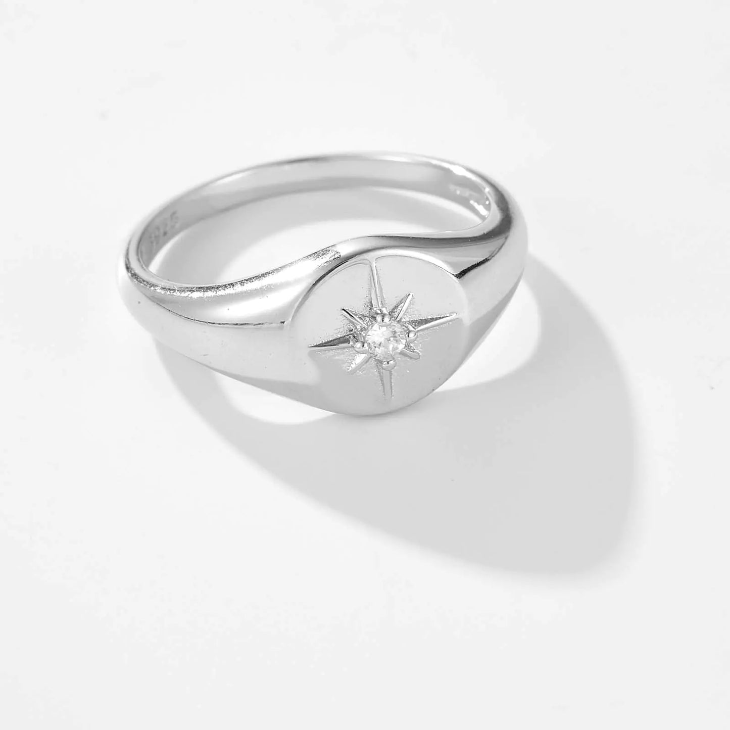 S925 Silver Star Heart Ring