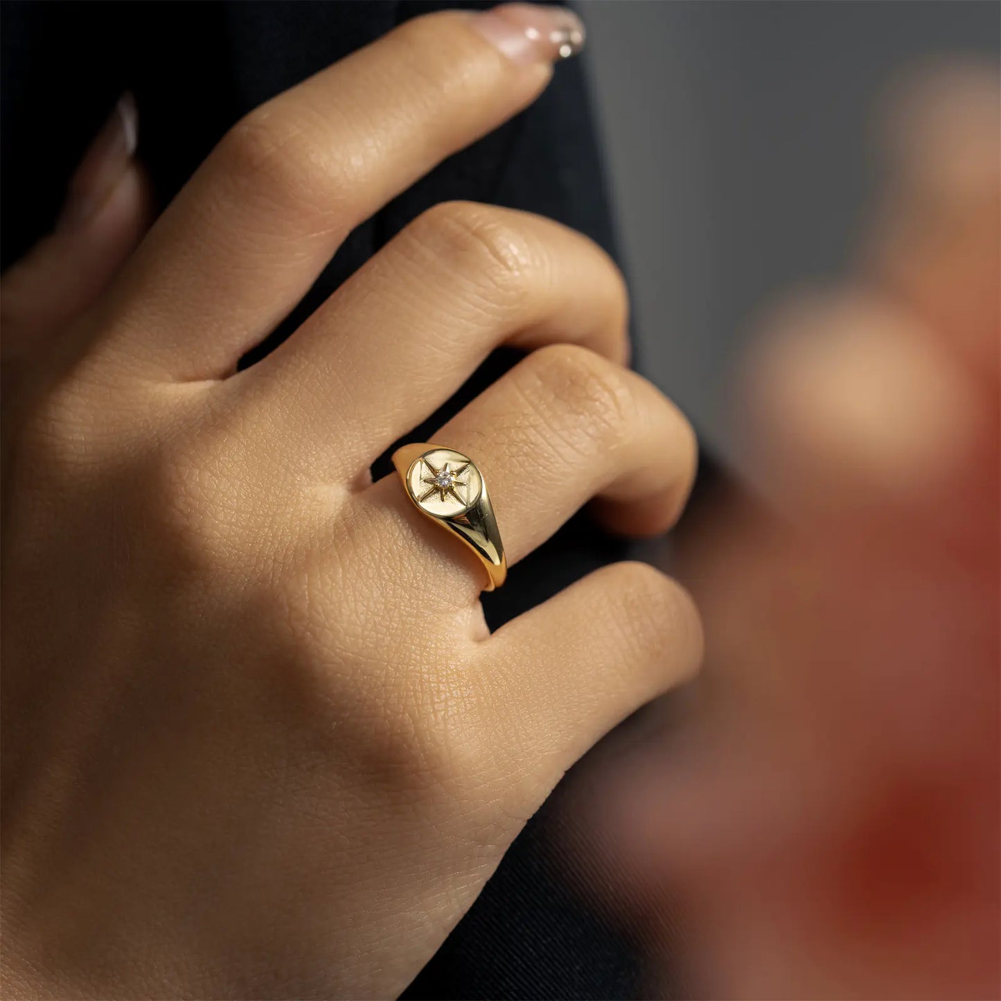 S925 Silver Star Heart Ring