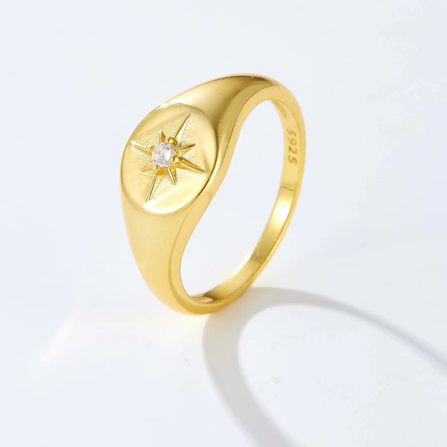 S925 Silver Star Heart Ring