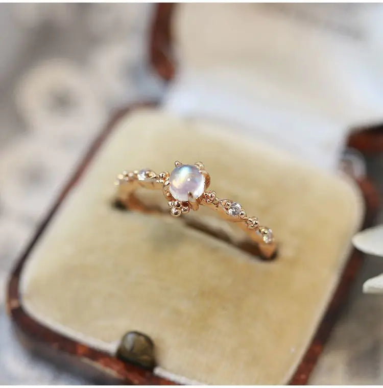 S925 Retro Moonstone Elegance Ring