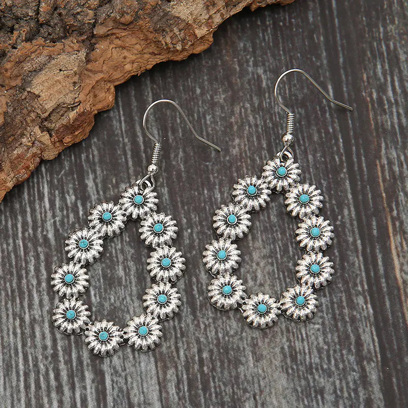 Elegant Turquoise Bloom Drop Earrings