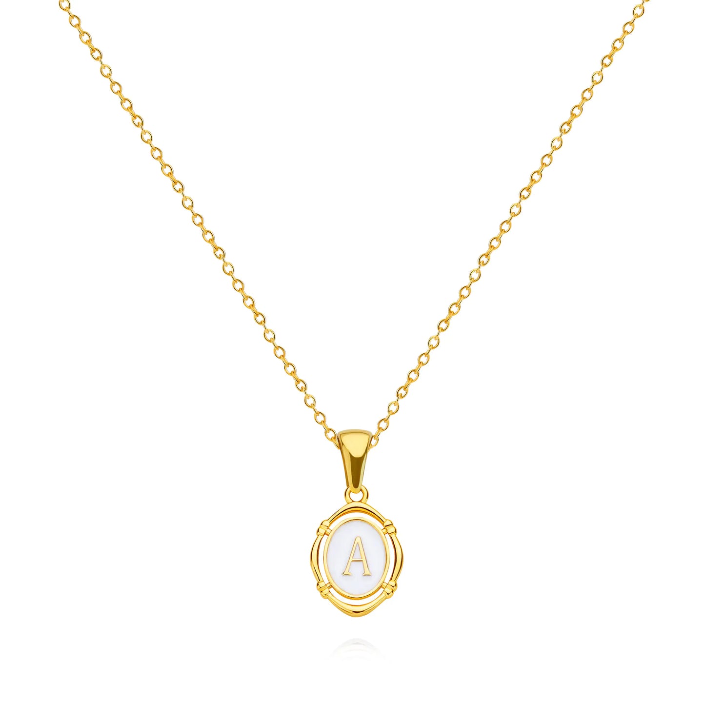 26 Letter Oval Pendant Necklace with Initial Charms